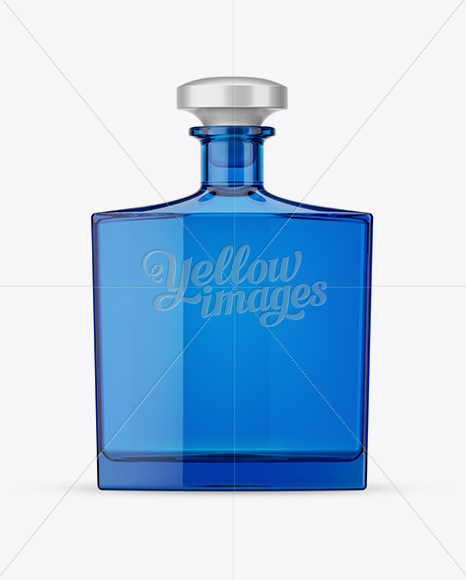 Square Blue Glass Bottle Mockup