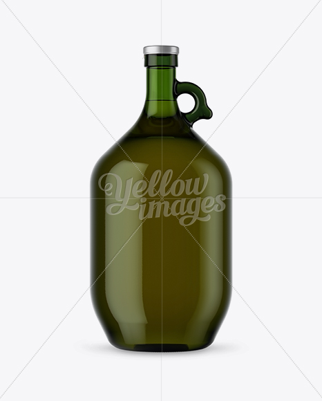 3L Green Glass Oil Bottle With Handle Mockup