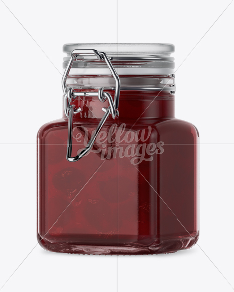 100ml Glass Cherry Jam Jar w/ Clamp Lid Mockup - Halfside View