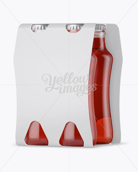 4 Pack Pink Drink Bottle Mockup - Halfside View