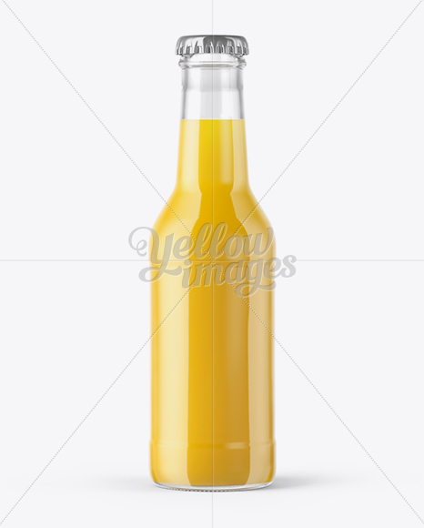 200ml Clear Glass Bottle with Orange Juice Mockup