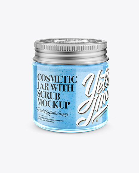 Cosmetic Jar with Scrub Mockup - Halfside View