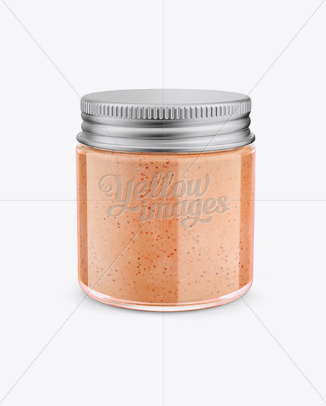 Cosmetic Jar with Scrub Mockup - Halfside View