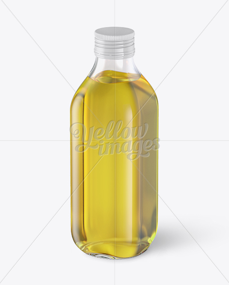 0.5L Clear Glass Olive Oil Bottle Mockup - Halfside view (High-Angle)