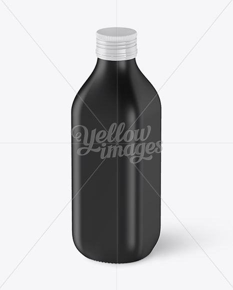 0.5L Black Matte Olive Oil Bottle Mockup - Halfside view (High-Angle)