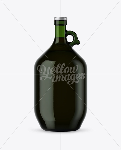 3L Green Glass Dark Drink Bottle With Handle Mockup