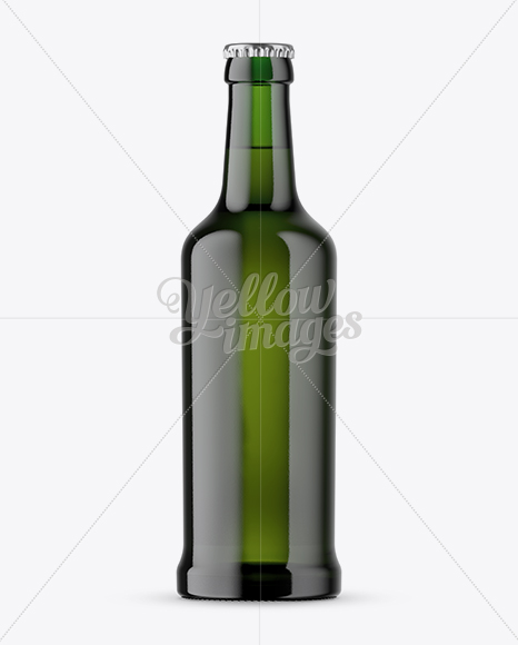 Green Glass Beer Bottle Mockup