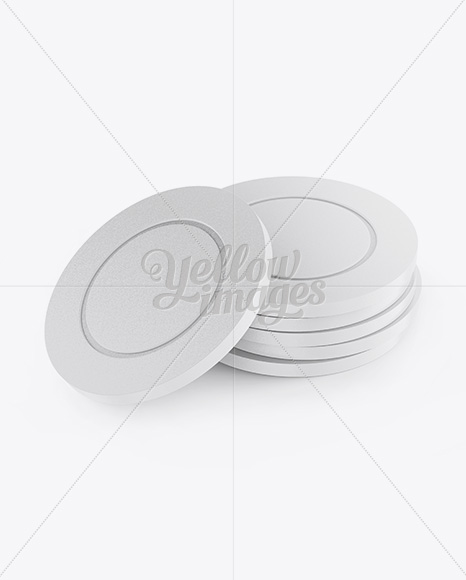 6 Plastic Casino Tokens Mockup