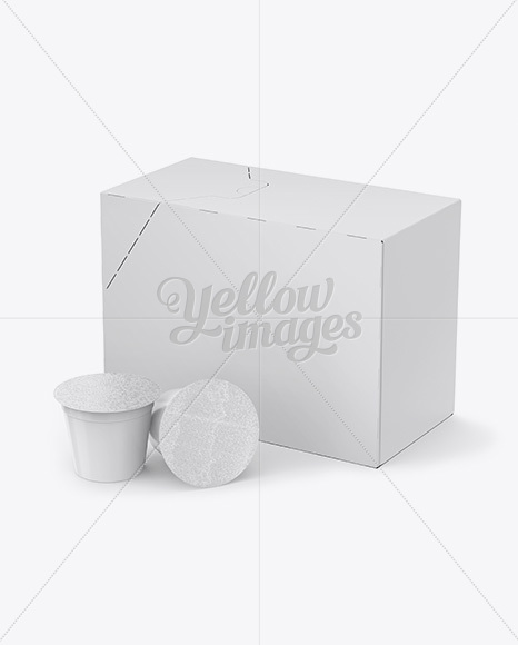 Coffee Box And Two K-Cups Mockup