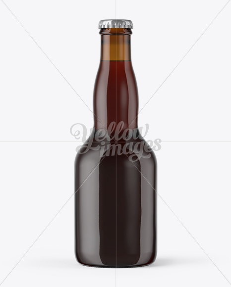 Amber Glass Bottle with Red Ale Mockup