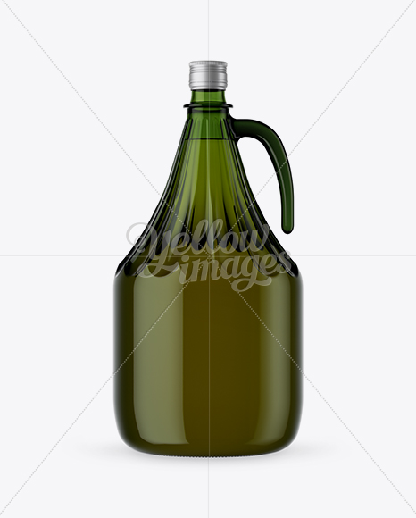 3L Green Glass Bottle With Handle Mockup 3L Green Glass Bottle With Handle Mockup