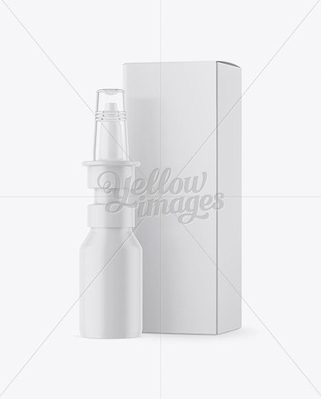 Nasal Spray Matte Plastic Bottle With Box Mockup