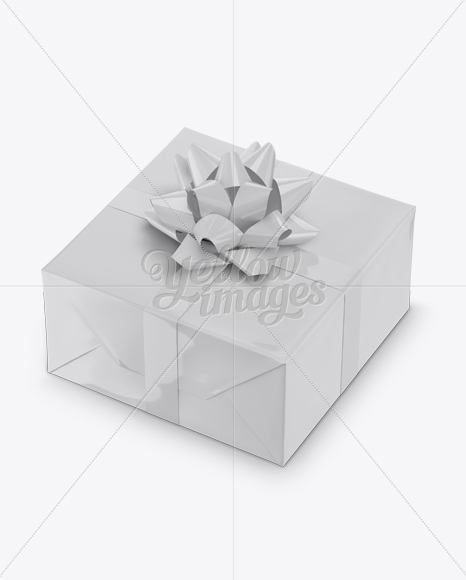 Glossy Gift Box with Glossy Bow Mockup