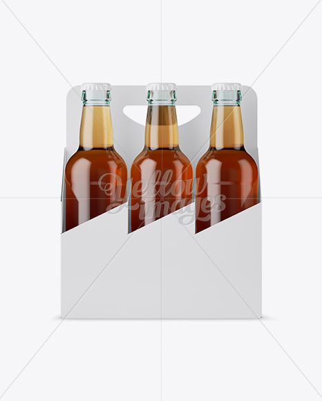 White Paper 6 Pack Clear Bottle Carrier Mockup - Front View
