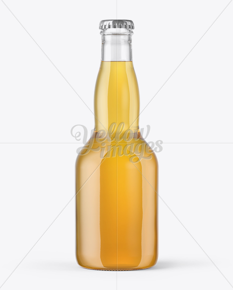 Clear Glass Bottle with Lager Beer Mockup