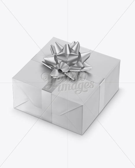 Matte Gift Box with Matte Metallic Bow Mockup