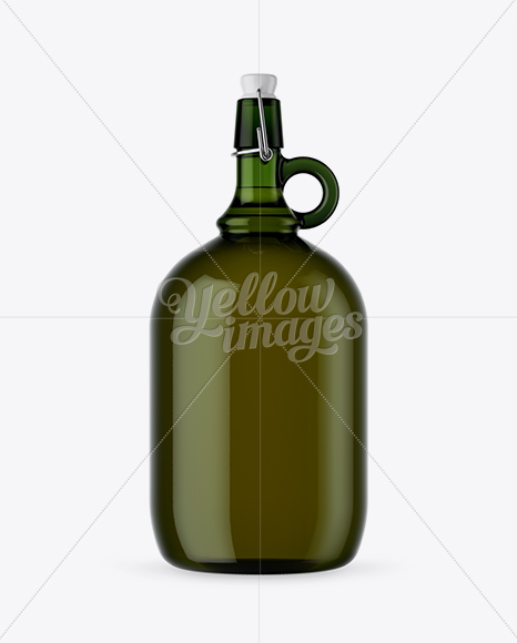 3L Green Glass Bottle With Handle & Clamp Lid Mockup 3L Green Glass Bottle With Handle & Clamp Lid Mockup