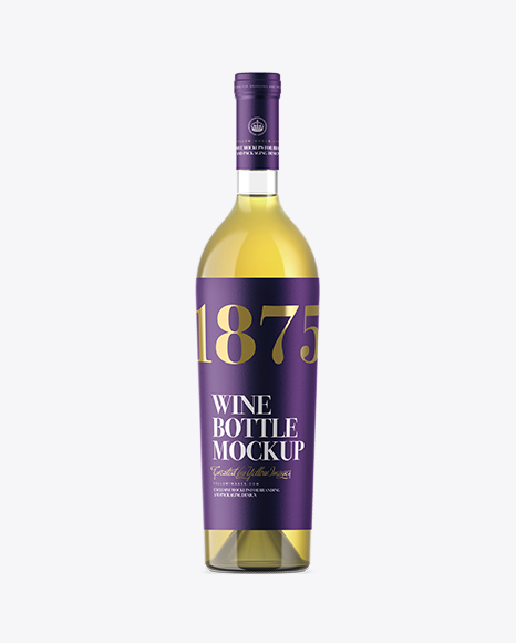 Clear Glass Bottle With White Wine Mockup