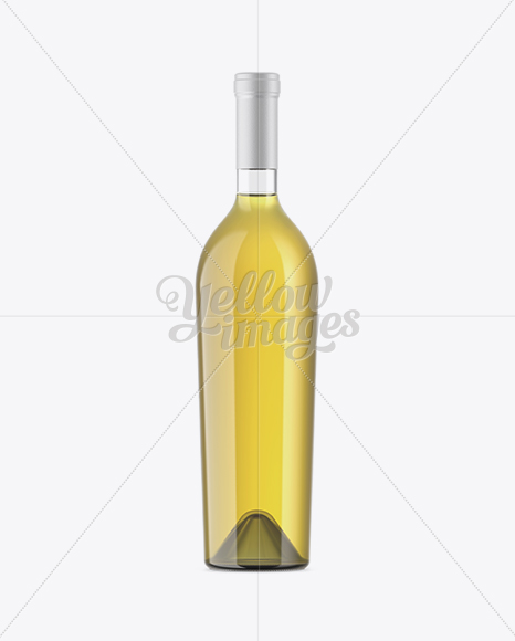 Clear Glass Bottle With White Wine Mockup