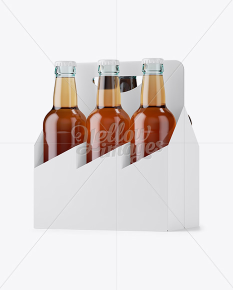 White Paper 6 Pack Clear Bottle Carrier Mockup - Halfside View - Free