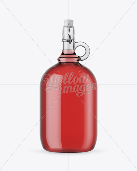 3L Clear Glass Pink Liquor Bottle With Handle &amp; Clamp Lid Mockup