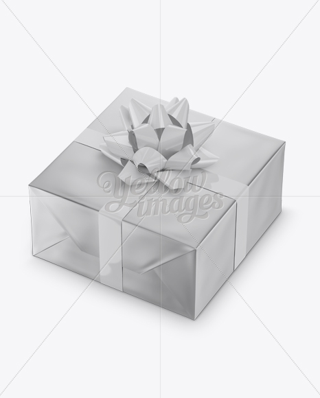 Matte Metallic Gift Box with Glossy Bow Mockup