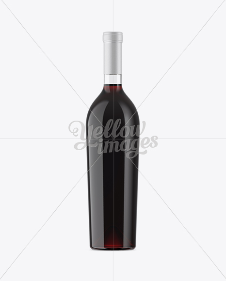 Clear Glass Bottle With Red Wine Mockup