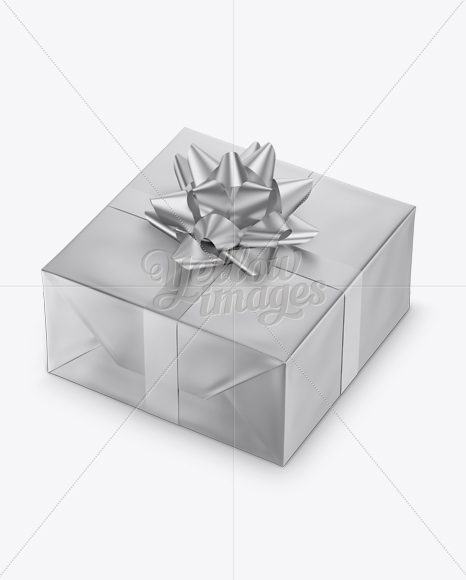 Matte Metallic Gift Box with Matte Metallic Bow Mockup