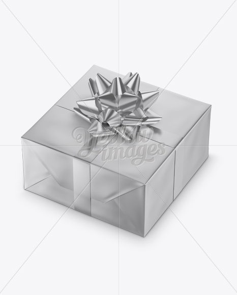 Matte Metallic Gift Box with Metallic Bow Mockup