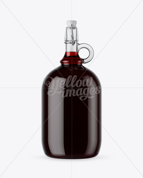 3L Clear Glass Red Wine Bottle With Handle & Clamp Lid Mockup