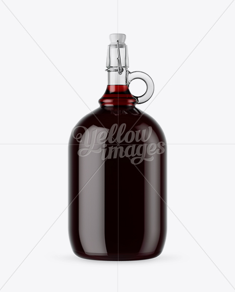 3L Clear Glass Red Wine Bottle With Handle &amp; Clamp Lid Mockup