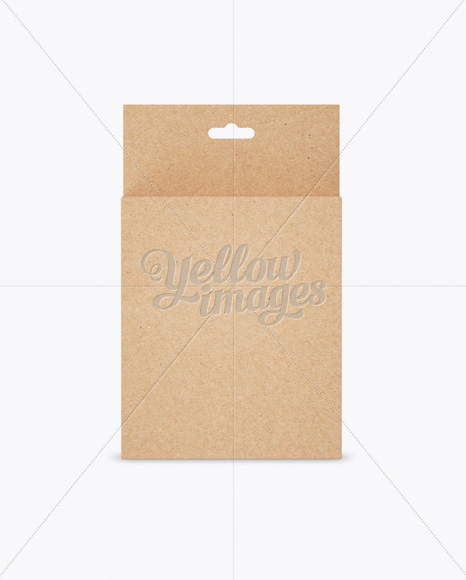 Kraft Paper Box with Hang Tab Mockup - Front View