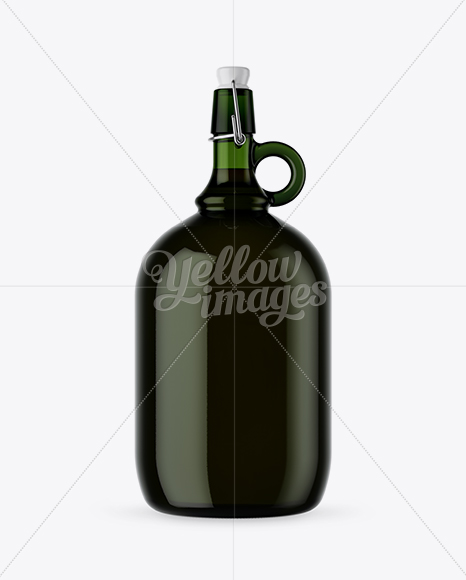 3L Green Glass Bottle With Handle & Clamp Lid Mockup