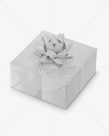 Textured Paper Gift Box with Glossy Bow Mockup