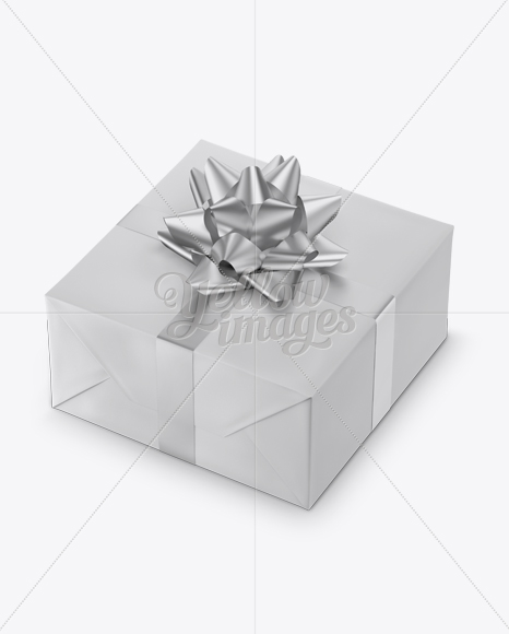 Textured Paper Gift Box with Matte Metallic Bow Mockup