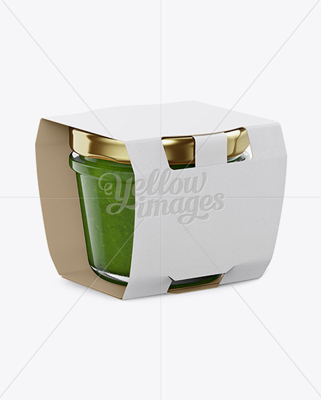 Glass Jar with Pesto Sauce Mockup - Halfside View