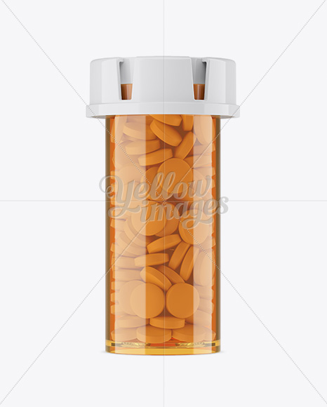 Plastic Orange Bottle With Pills Mockup