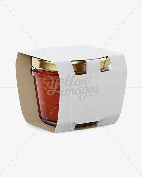 Glass Jar with Sweet Chilli Sauce Mockup - Halfside View - Free