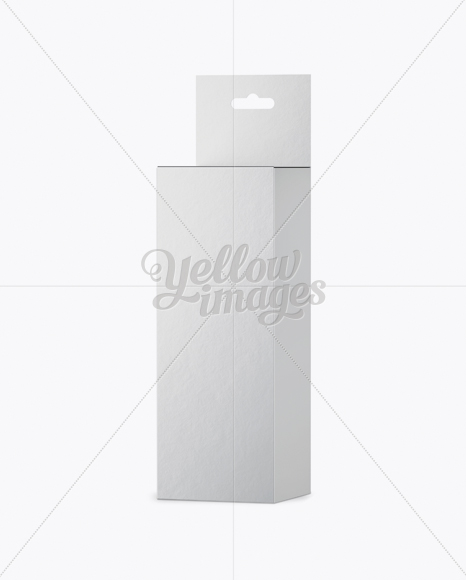 Textured Paper Box with Hang Tab Mockup - Half Side View