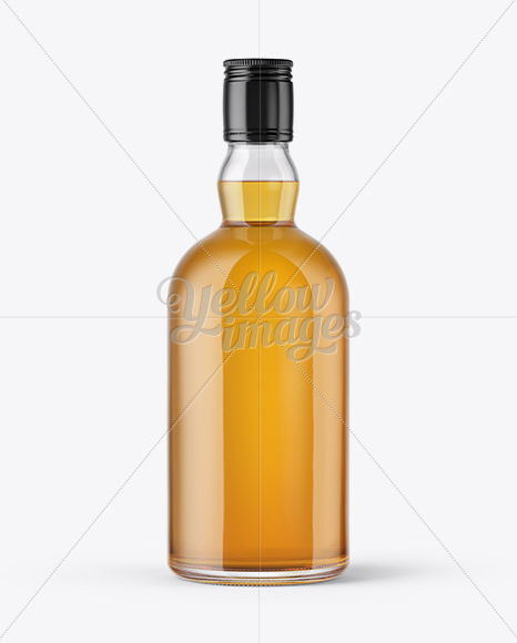 Clear Glass Bottle with Whiskey Mockup