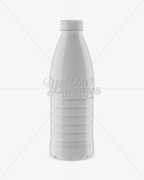 Glossy PET Bottle Mockup - High-Angle Shot