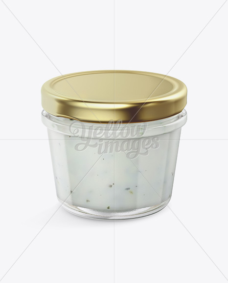 Glass Jar with Tartar Sauce Mockup - Halfside View - Free Download