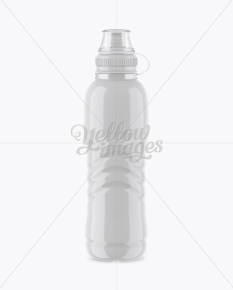 Glossy PET Bottle With Sport Cap Mockup