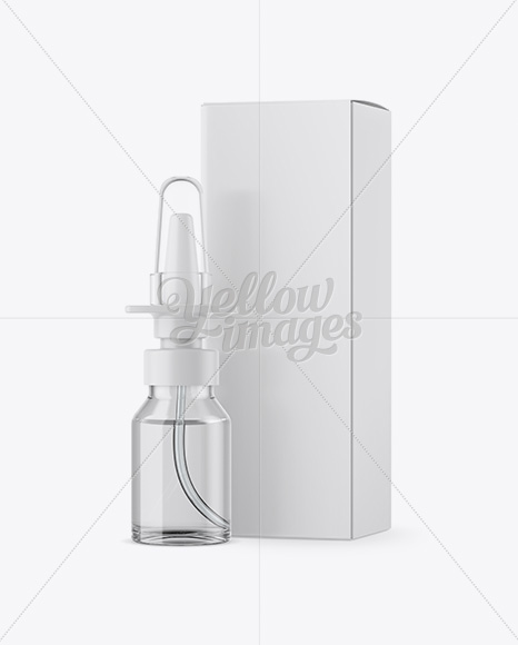 Nasal Spray Clear Bottle With Box Mockup