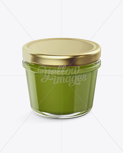 Glass Jar with Wasabi Mockup - Halfside View