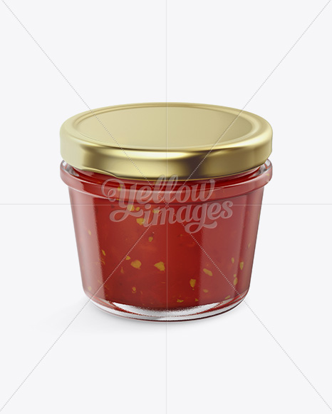 Glass Jar with Sweet Chilli Sauce Mockup - Halfside View