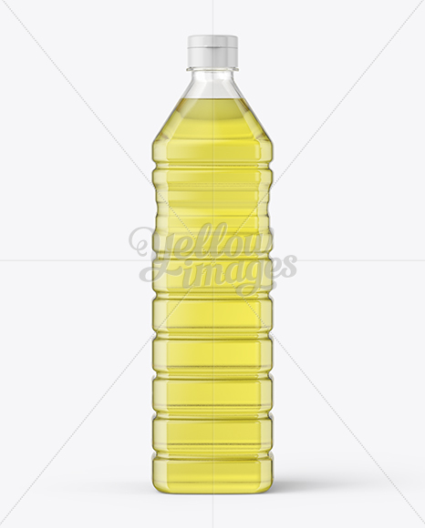 1L Clear PET Bottle with Olive Oil Mockup