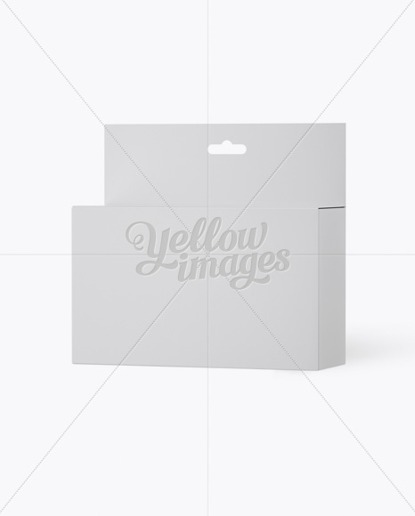 Matte Paper Box with Hang Tab Mockup - Half Side View