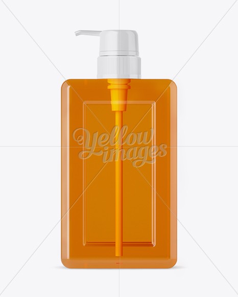 Clear Square Cosmetic Bottle with Orange Gel Mockup