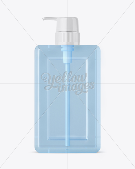 Clear Square Cosmetic Bottle with Blue Gel Mockup